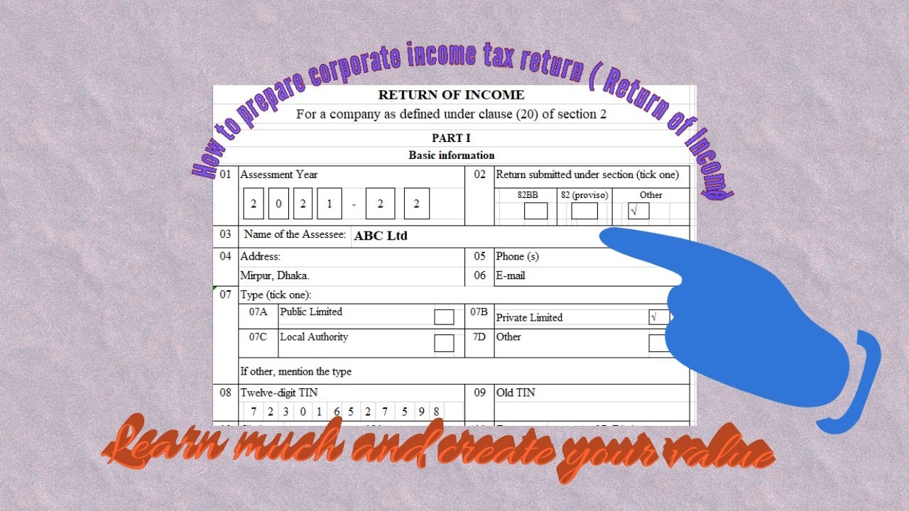 How to Prepare Corporate Income Tax Return (Return of Income (Yearly Return))