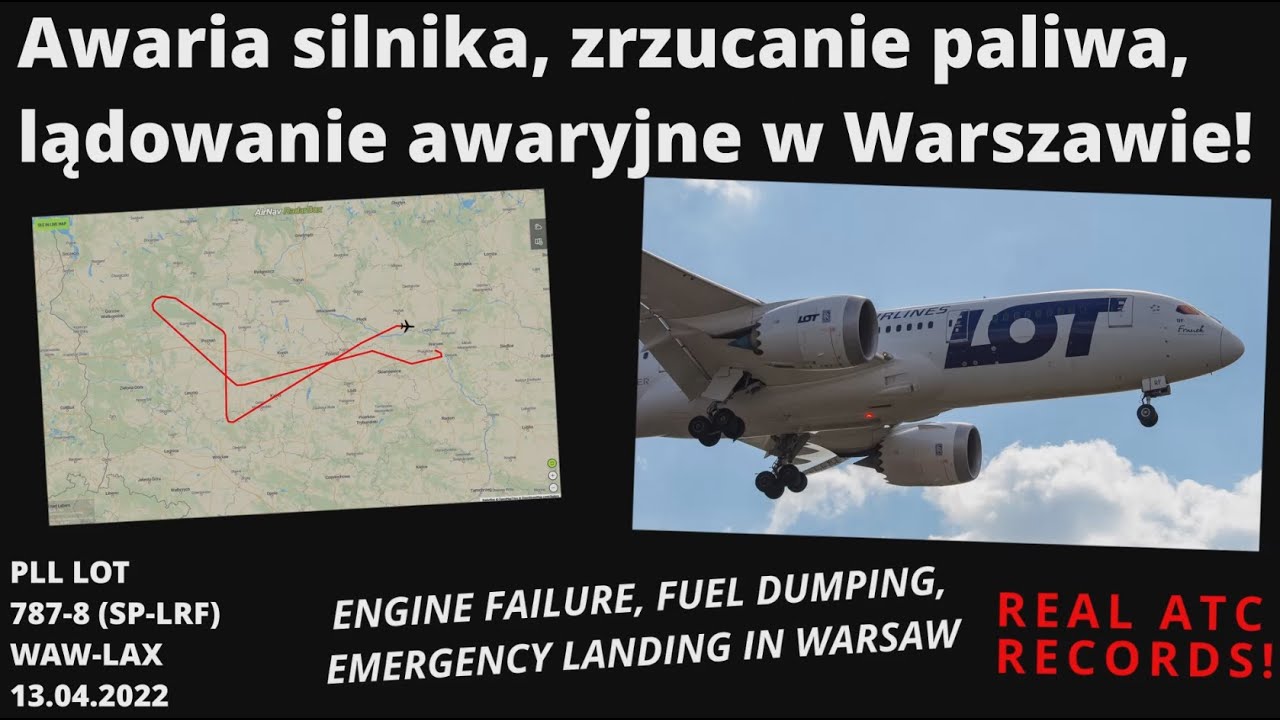 PLL LOT 787-8 Awaria silnika, zrzucanie paliwa, lądowanie, ENGINE ISSUE, EMERGENCY LANDING IN WARSAW