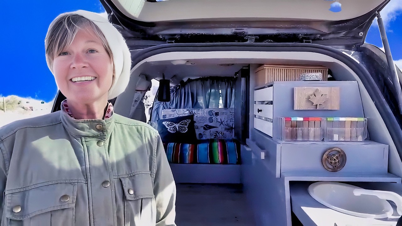 Van Tour of a Solo Woman's Minivan with a Clever Slide Out Kitchen!