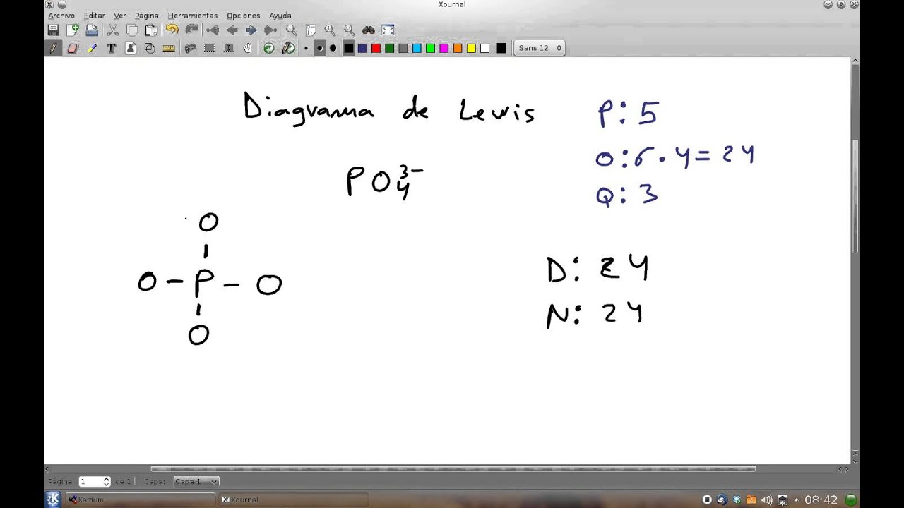 Diagrama de Lewis del ion fosfato PO4(3-)