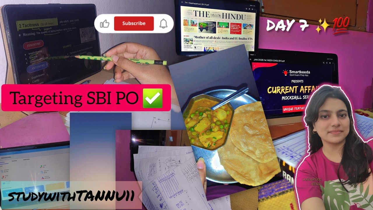 Day 7 of targeting SBI PO 📚✅️ | 8+ hours productivity ⏱️✨️💯 #youtube #sbipo #study #banking #ibps 