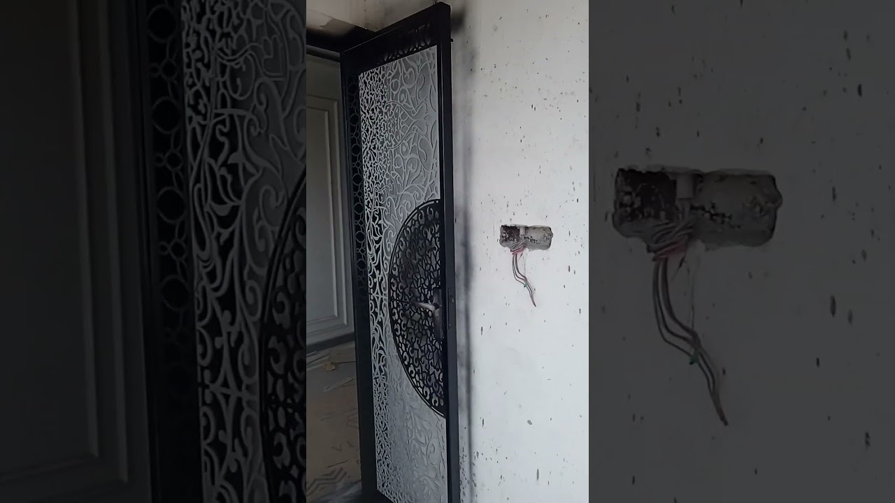 MS pipe doors CNC cutting black and silver metallic deco paint