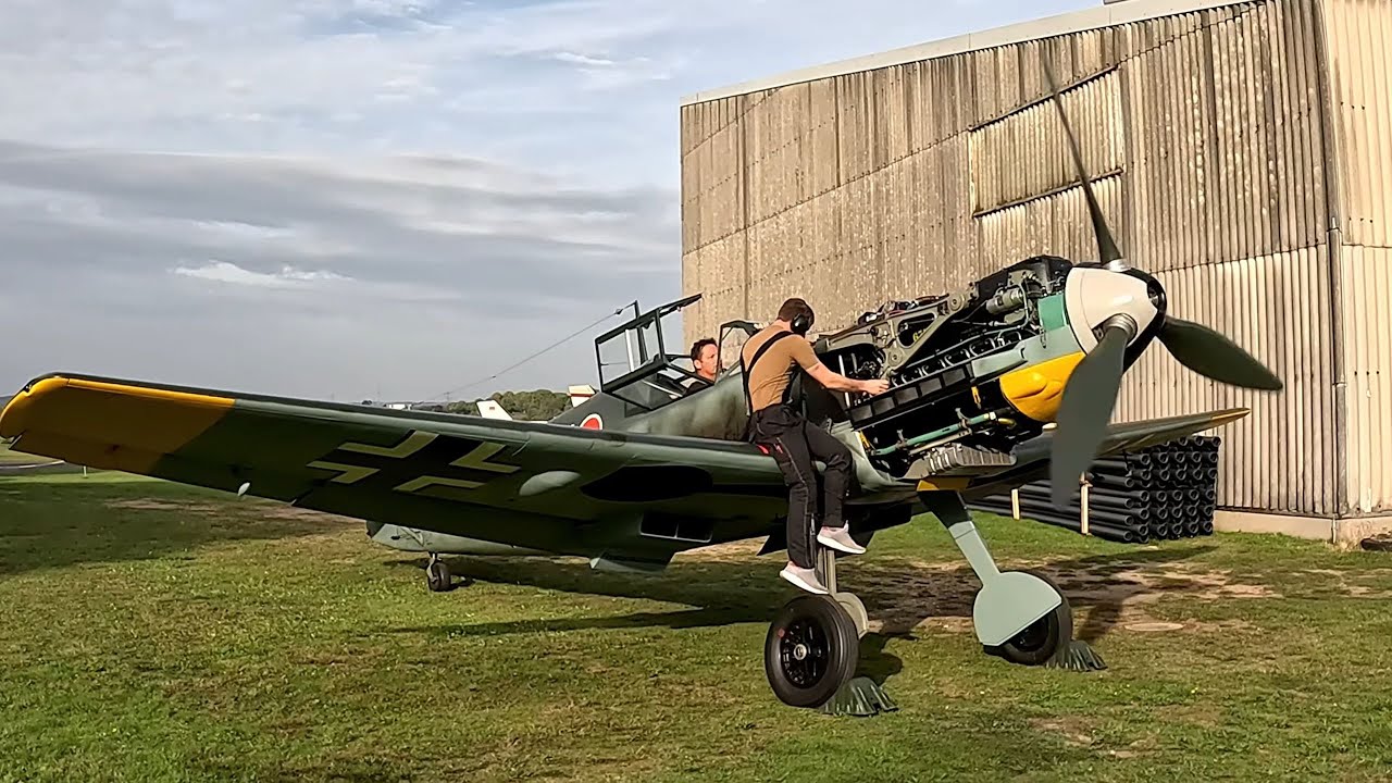 Messerschmitt Bf-109 Check, Engine test, Sound - Pilot Charlie Brown Bonn Hangelar NEU 4k 05-2025