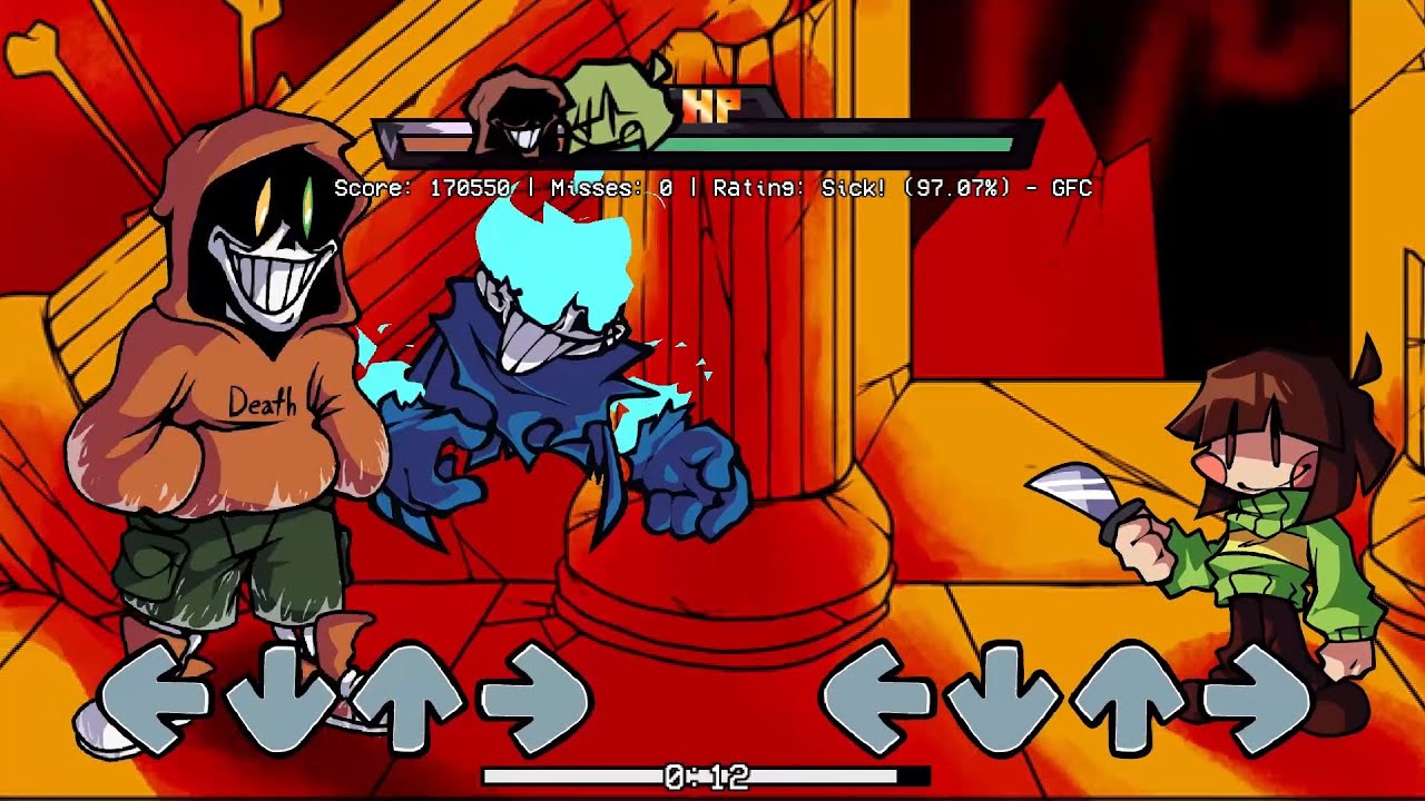FNF DUSTSWAP - Fight For Love Full Combo (Chara vs Papyrus & Sans/Undertale)