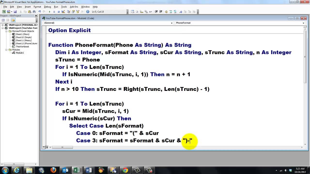 VBA Function to Neatly Format Any Phone Number