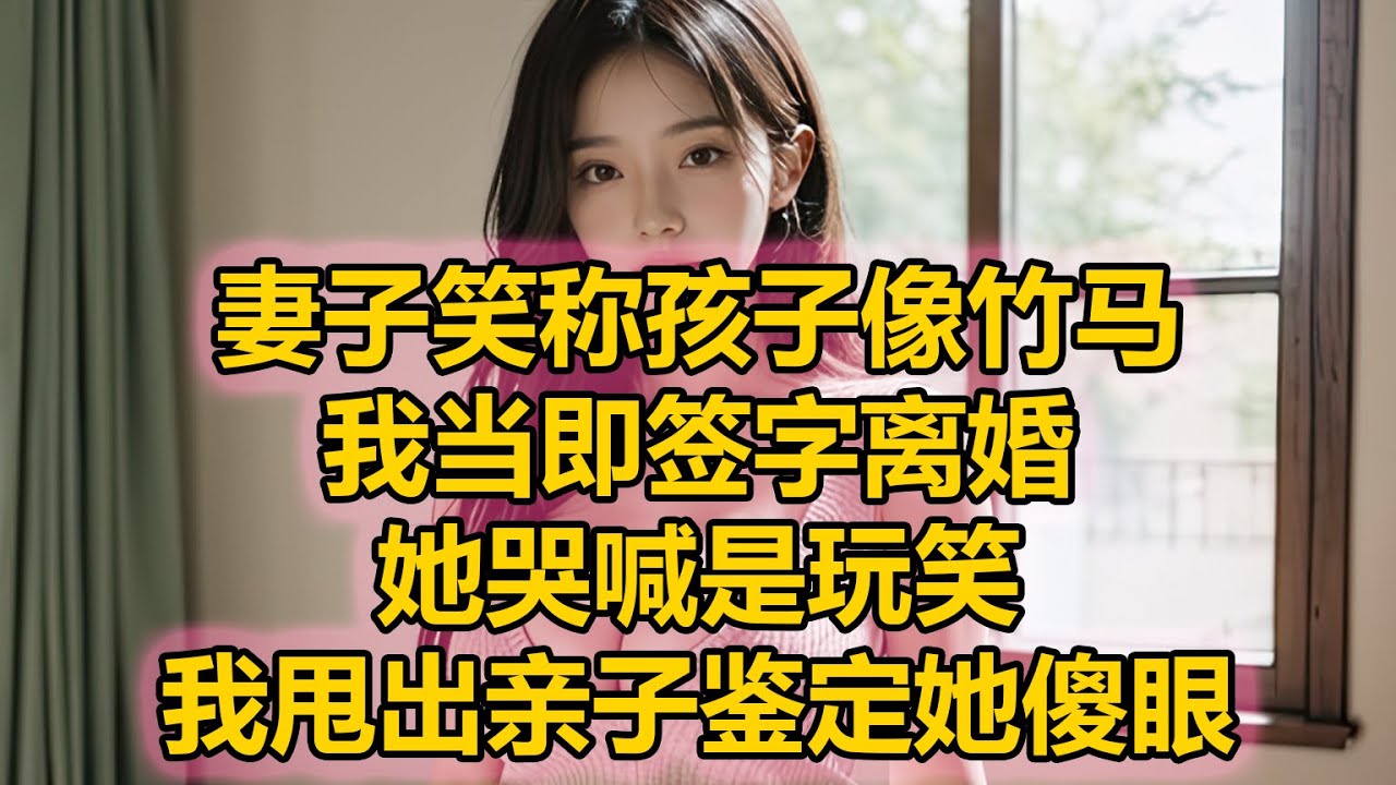 妻子笑称孩子像竹马，我当即签字离婚。她哭喊是玩笑，我甩出亲子鉴定她傻眼