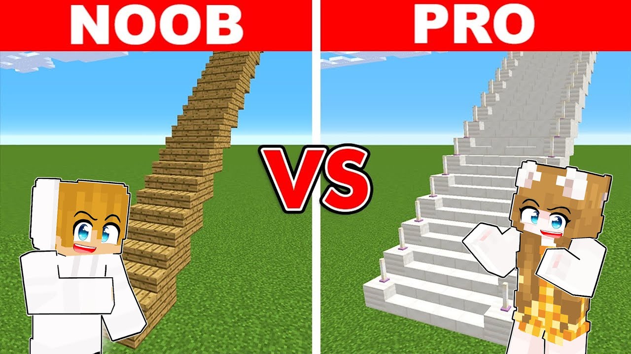 NOOB VS PRO: LONGEST STAIRCASE BUILD CHALLENGE in Minecraft!  ( Tagalog )