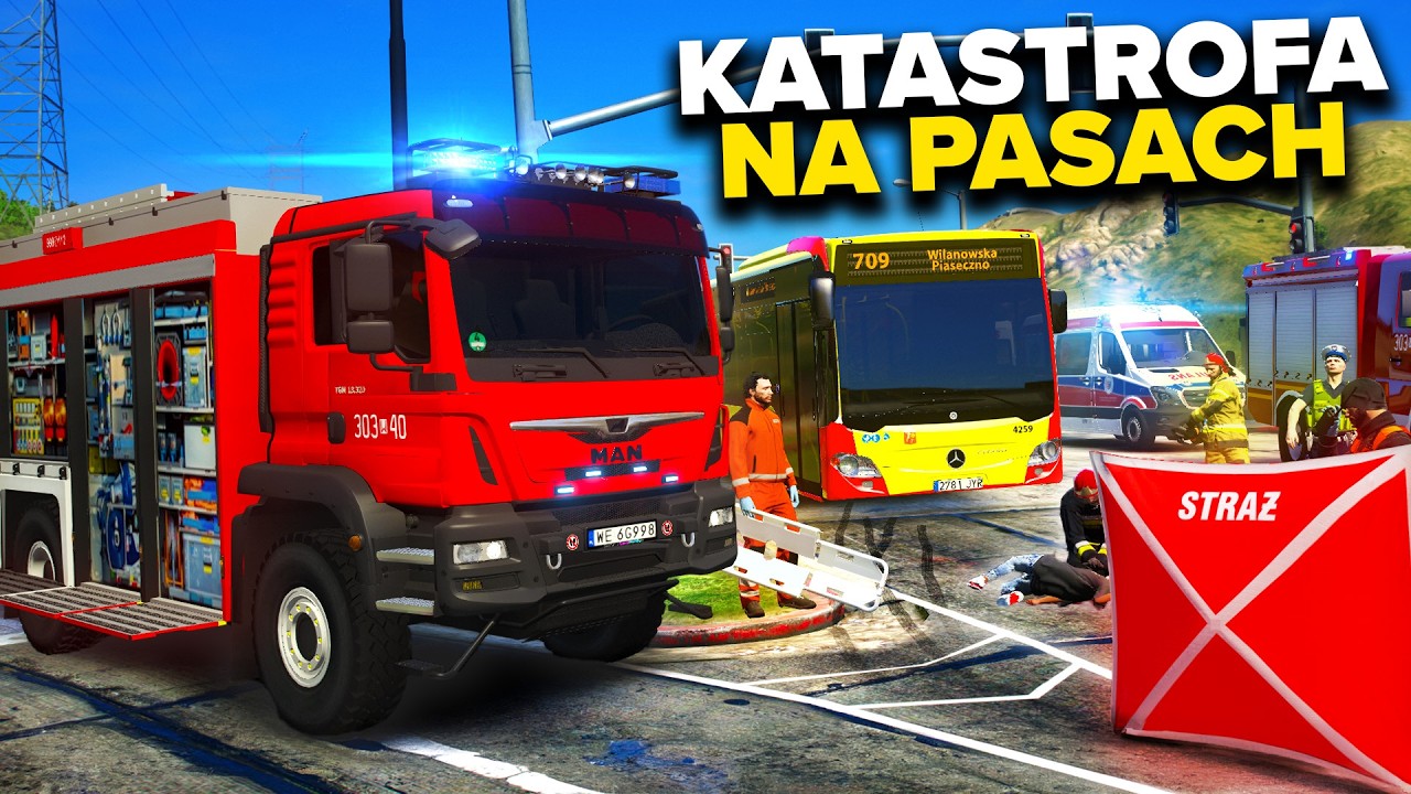 Polska Straż Pożarna - KATASTROFA NA PASACH🤕| GTA V