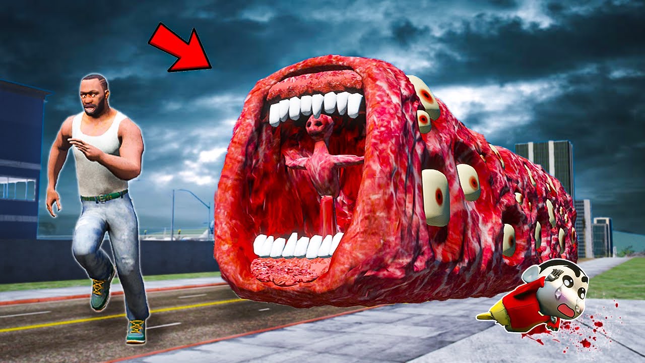 Franklin Enter Inside Train Eater Monster  in Indian Bike Driving 3d