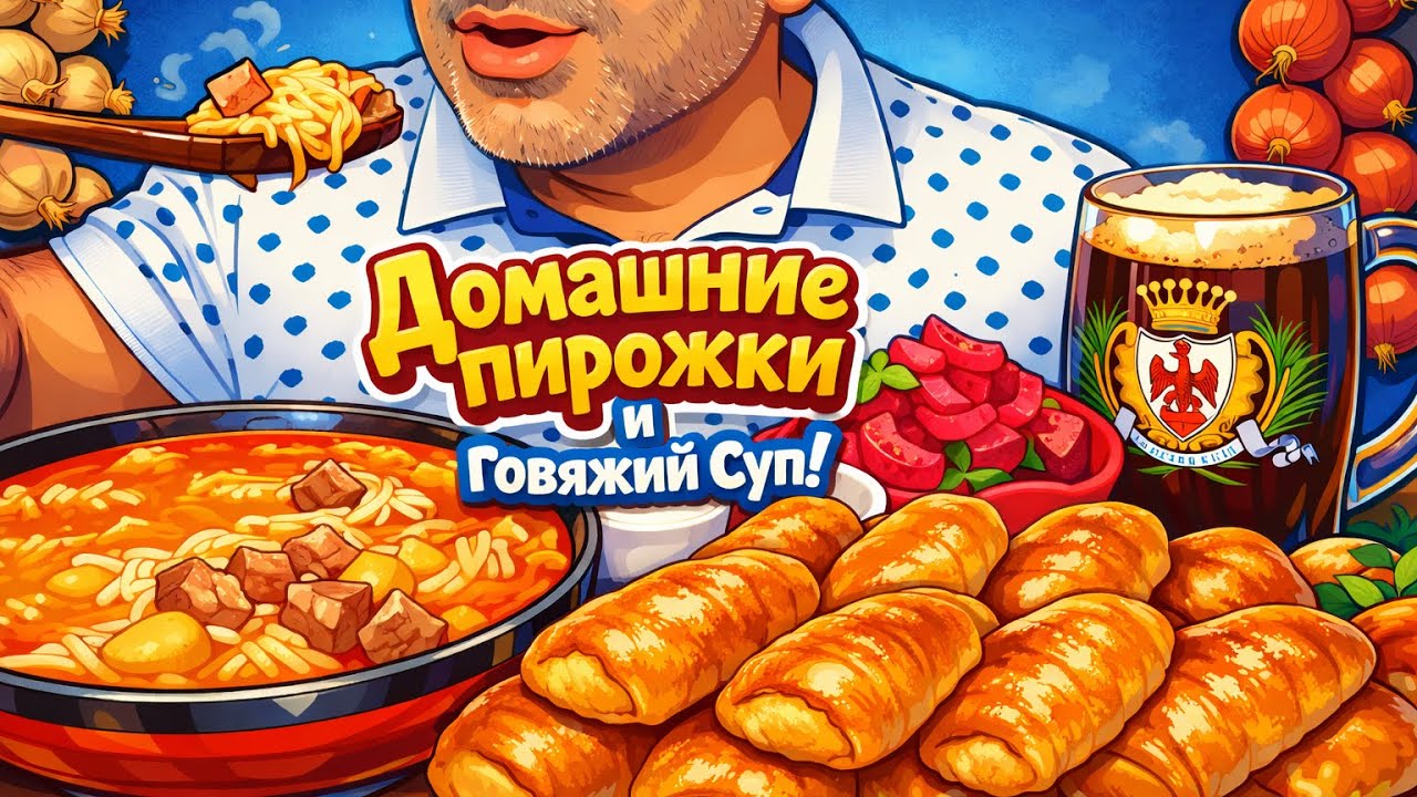 Домашние Пирожки с курицей и Говяжий суп 🥣 с вермишелью | АСМР | МУКБАНГ 