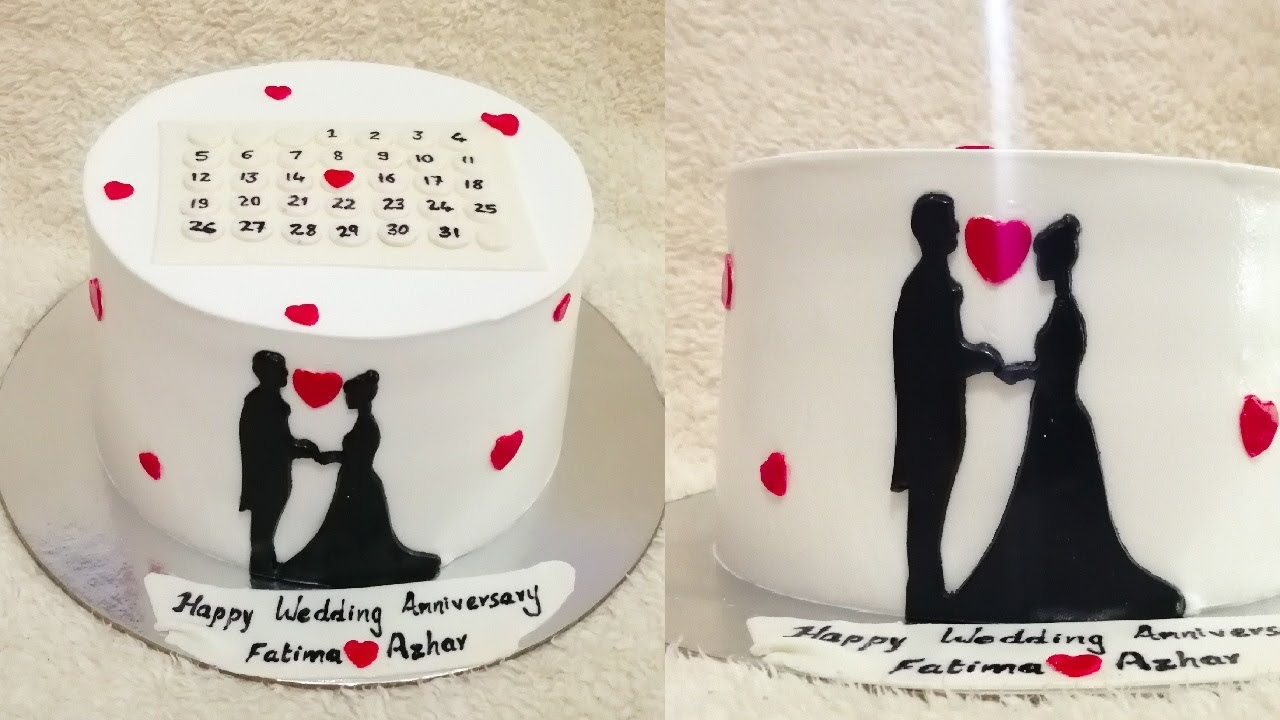Wedding Anniversary Cake Decorating Idea / Bride Groom  Cutter / Calendar Fondant Topper