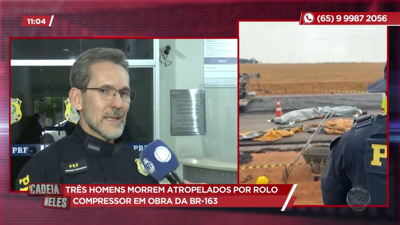 3 homens morrem atropelados por rolo compressor em obra da BR-163