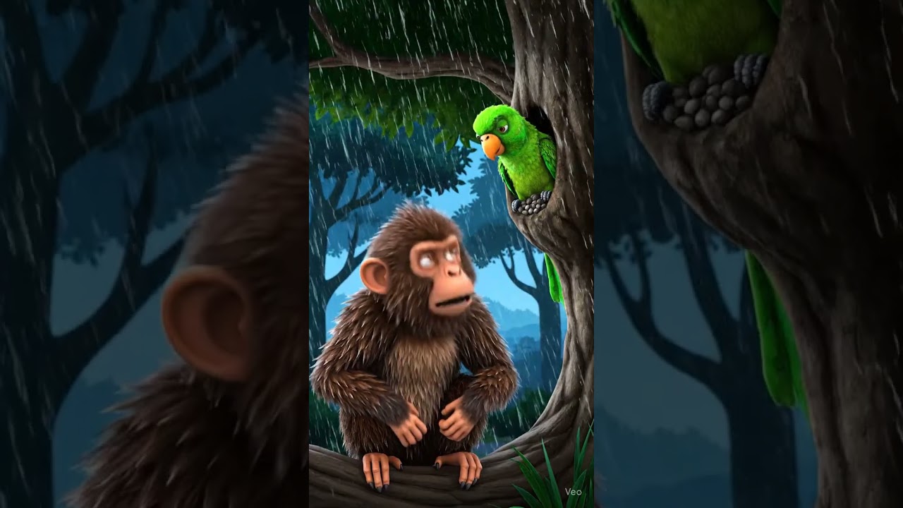 parrot and monkey story 🥰 #animation #monkey #animals
