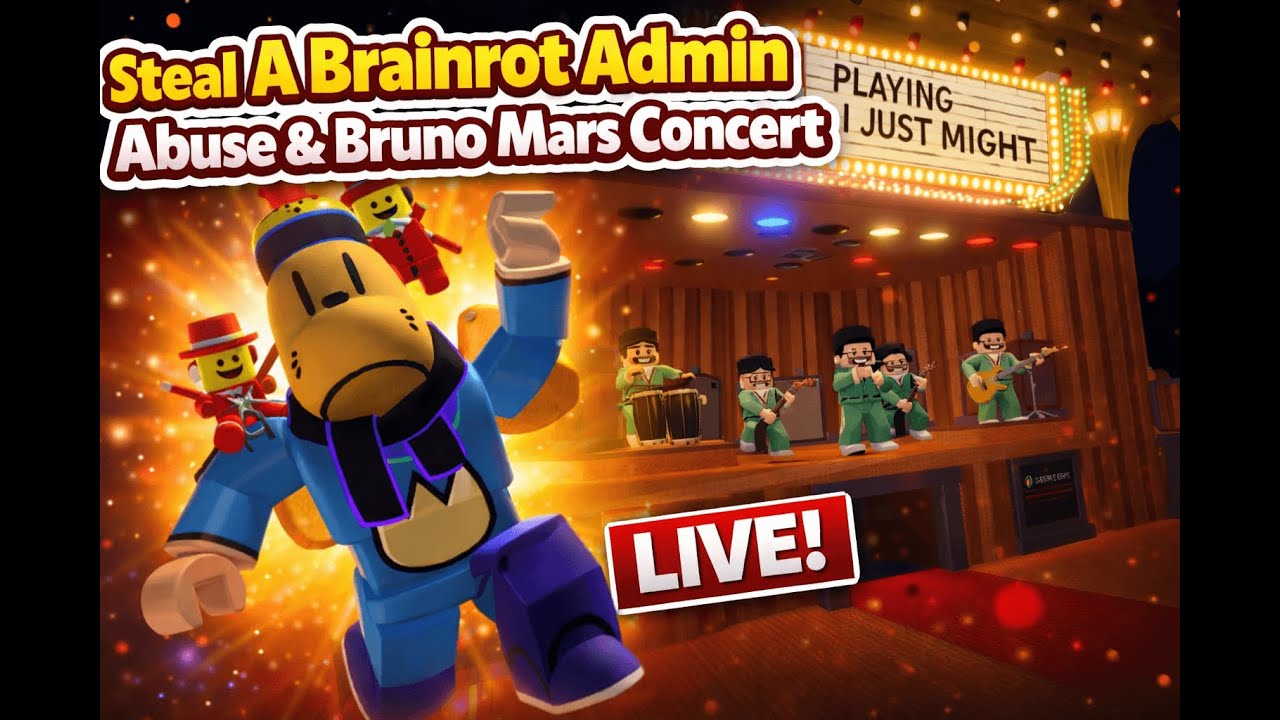Steal A Brainrot Admin Abuse + Bruno Mars Concert LIVE!