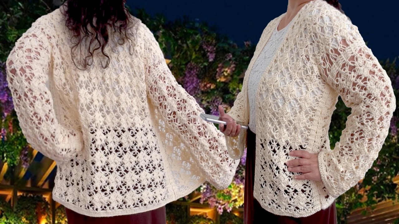 Como Hacer Blusa Chaqueta Cardigan Saco de una sola pieza Crochet Fácil Tutorial Principiantes