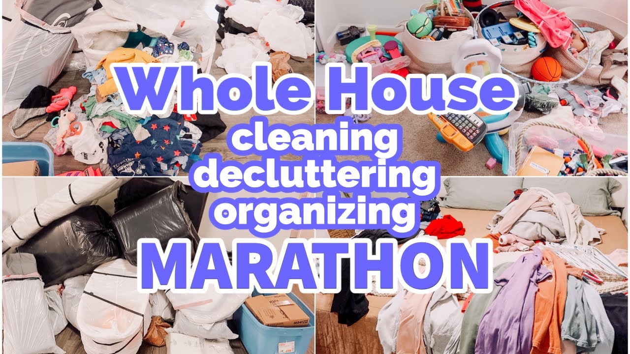 WHOLE HOUSE CLEANING DECLUTTERING AND ORGANIZING MARATHON // OVER 3 HOURS OF CLEANING MOTIVATION