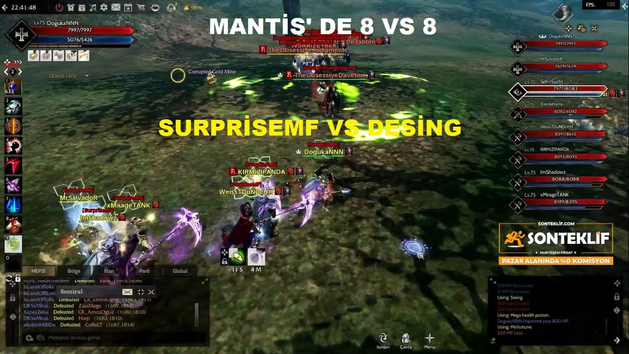 xDOGUKANNN | Mantis' de 8 e 8 Mele Vs Atıyorlar | Rise Online