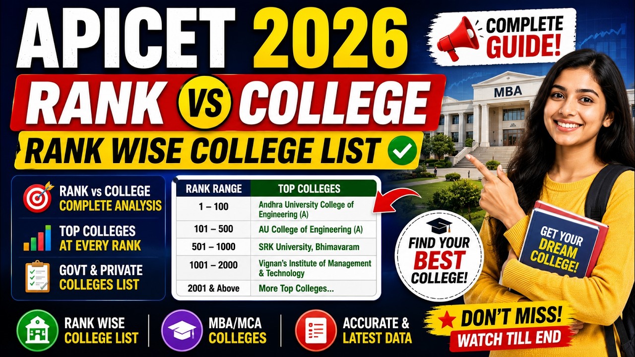 AP ICET 2026 Rank vs College Analysis 📊 College Predictor 🔥 MBA/MCA Colleges