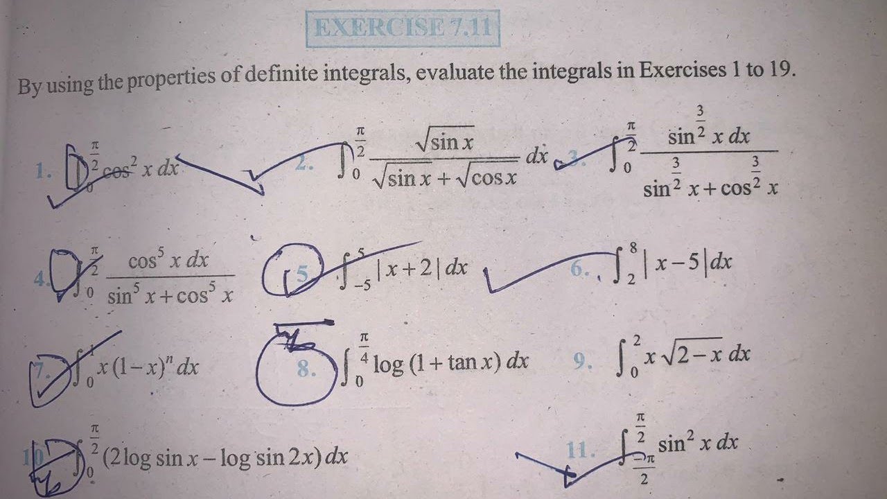 EX 7.11 Q1 TO Q10 SOLUTIONS OF INTEGRALS NCERT CHAPTER 7 CLASS 12th