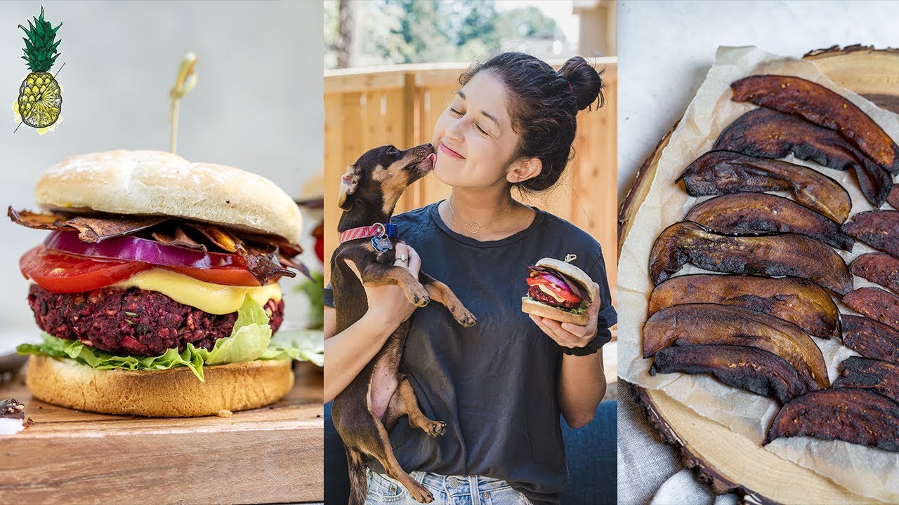 Black Bean Beet Burgers + Eggplant Bacon! | Vegan Chopped Challenge Episode 3