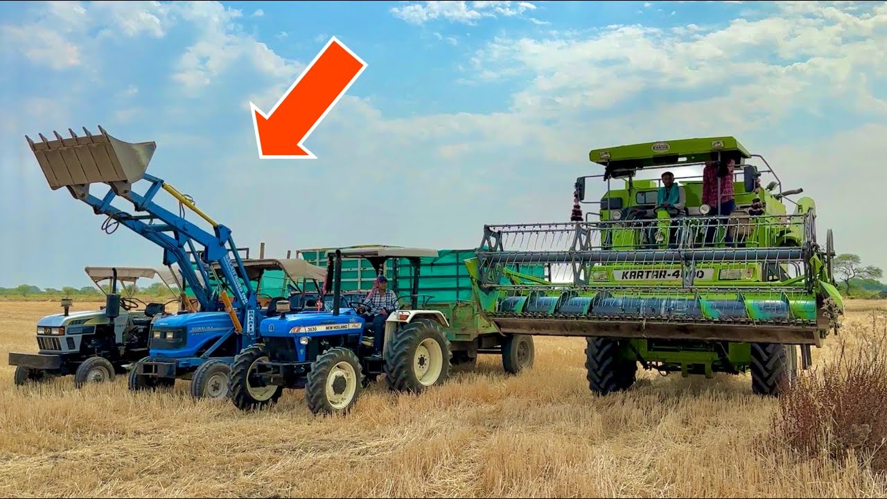 Day-2 | गेहूँ की कटाई KARTAR 4000 | Sonalika 60 Rx is Back | New Holland 3630 with Tralla Eicher 485
