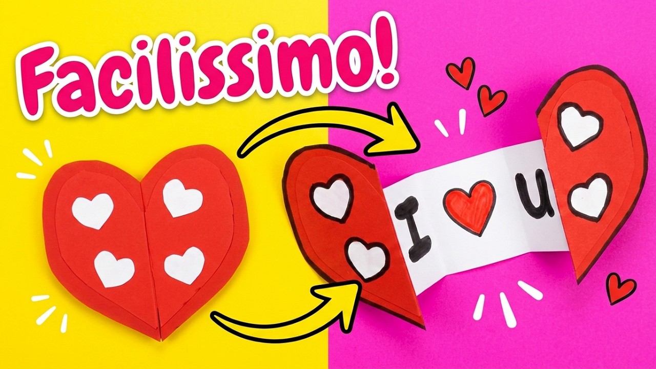 LAVORETTI PER SAN VALENTINO FAI DA TE ♡ CUORI DI CARTA ♡ BIGLIETTO CUORI POP UP ♡ CON LA CARTA