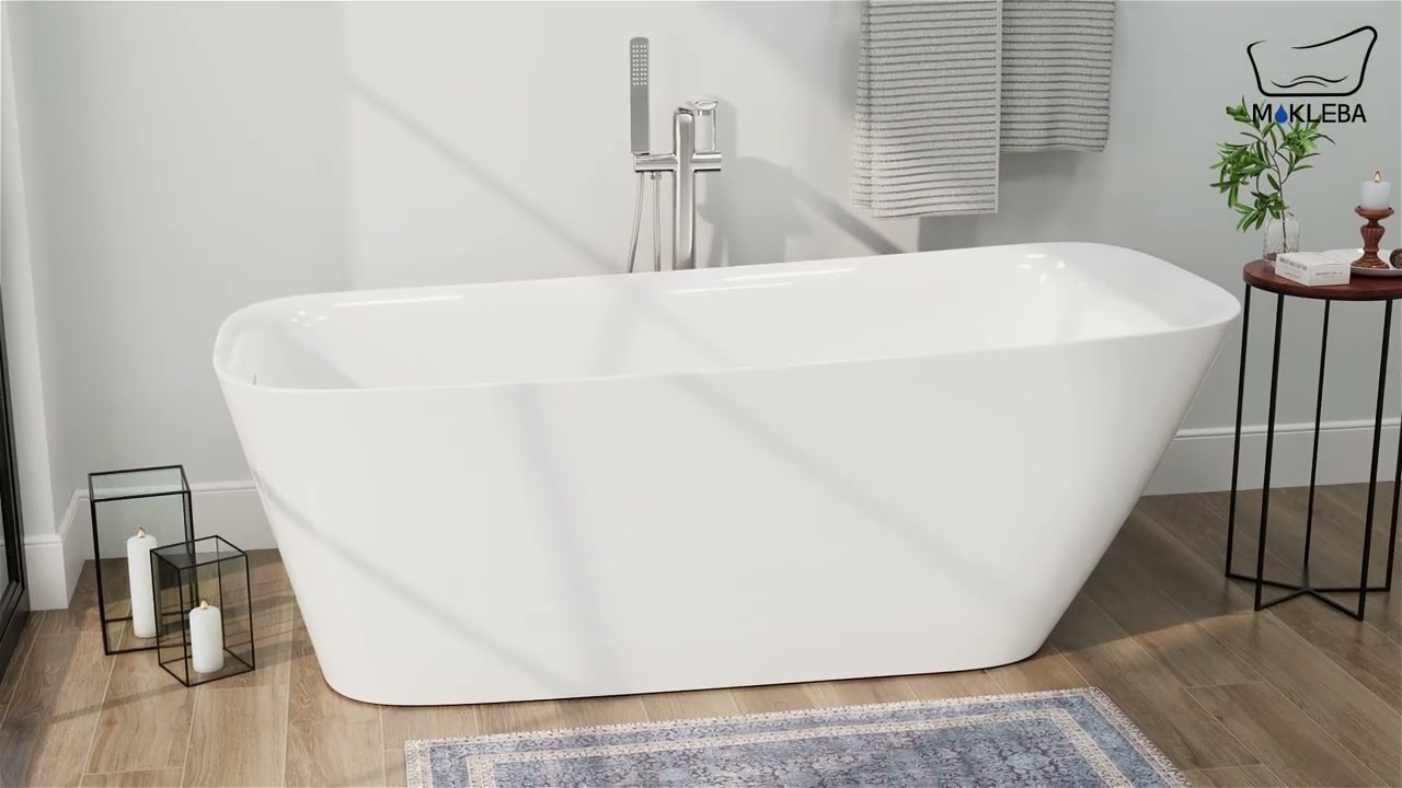 Mokleba 59 Elegant Design Acrylic Deep Soaking Freestanding Slipper Tub