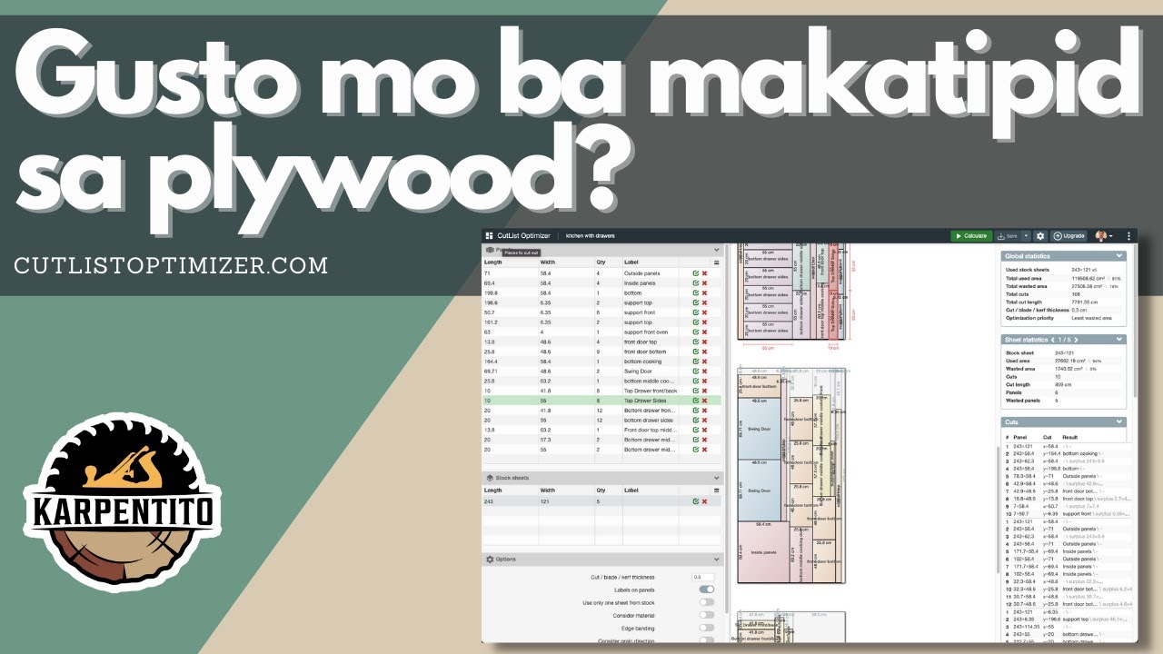 Gusto mo ba MAKATIPID sa Plywood? | Cutlist Optimizer