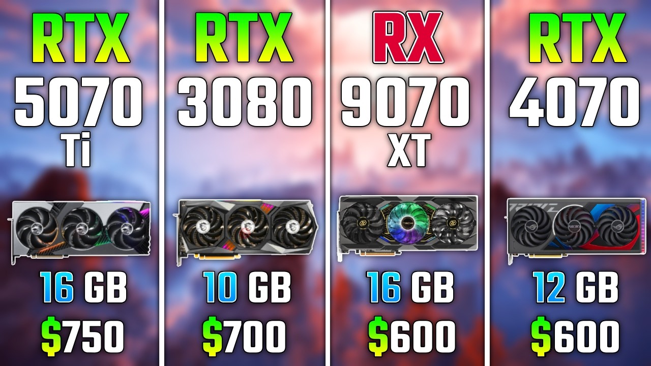 RTX 5070 Ti vs RTX 3080 vs RX 9070 XT vs RTX 4070 | Test in 7 Games