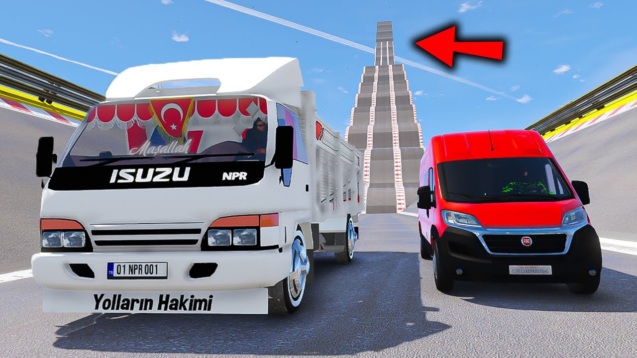 Süper Kamyonlar vs Panelvan Arabalar Kasisli İniş Parkurunda !!! GTA 5
