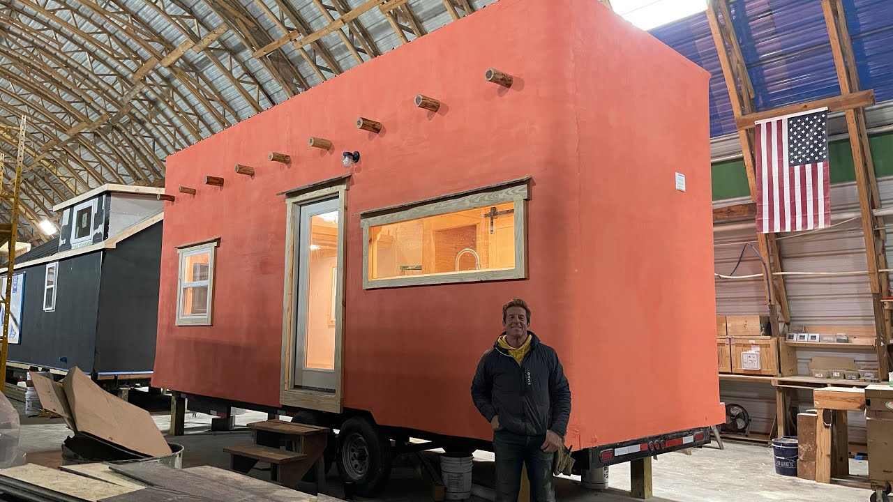 Adobe Style Tiny Home 8’x24’ Ready for the Prairie 🌵🏜🛖