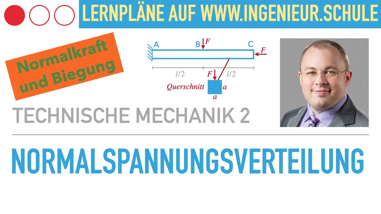 Normalspannungsverteilung, Normalspannung berechnen, Aufgabe – Technische Mechanik 2