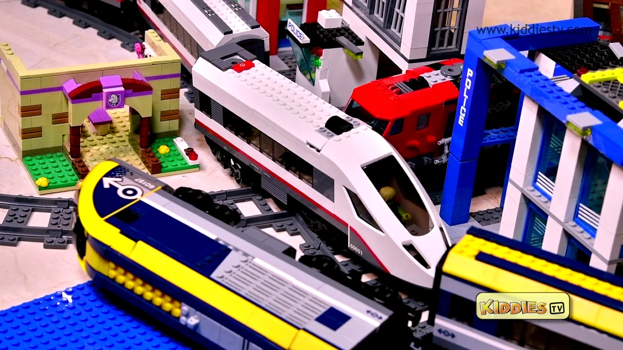 Lego Trains Crash & Fun | Lego high speed passenger and cargo trains | for kids | Kiddiestv