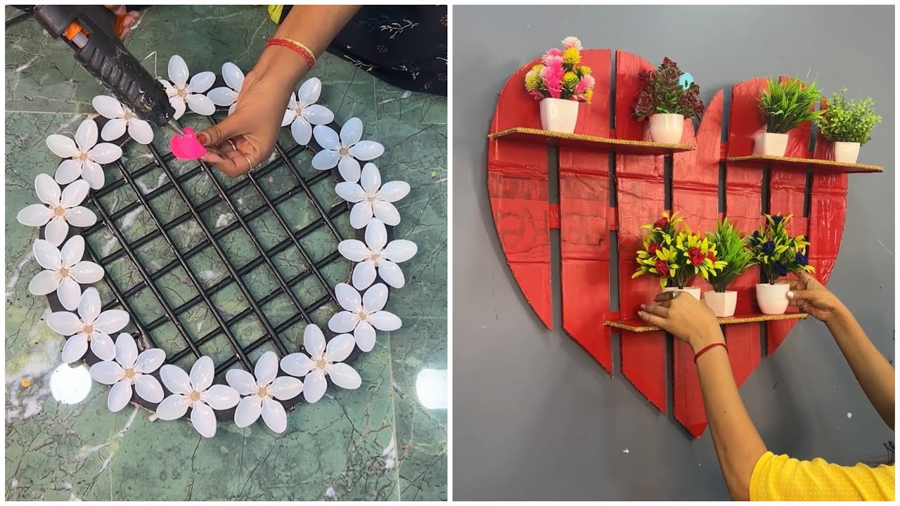 Reusing plastic spoons diy wall decor | Heart shaped room decor idea | Home Decor idea