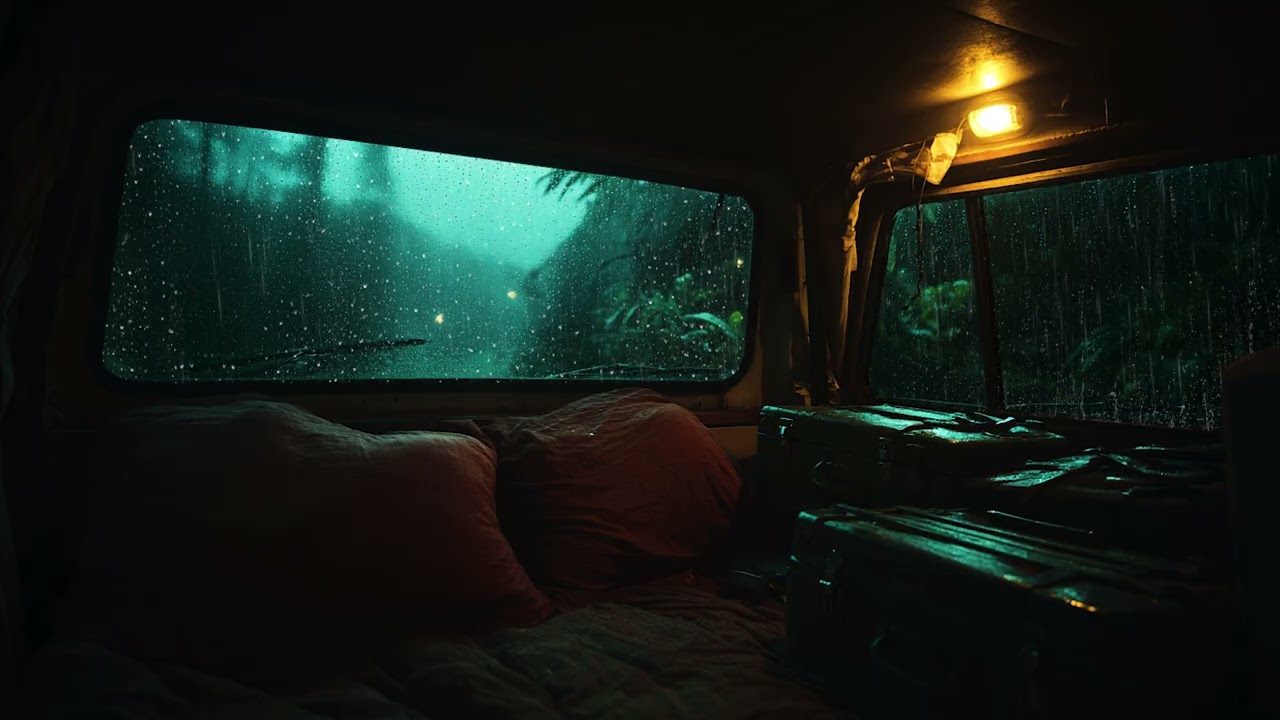 Heavy Rain on the Car Roof 🌧️⚡ Thunderstorm Sounds for Deep Sleep & Relaxation
