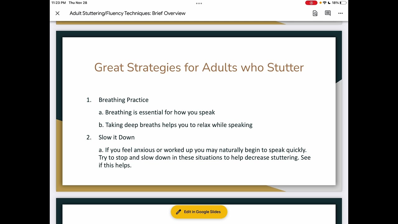 Adult Stuttering Strategies Brief Overview SLP Resources