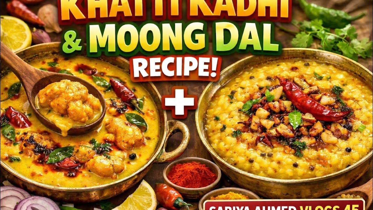 Aja ki Recipe kadhi Mung ki Daal rice roti Sabiya Ahmed vlocks45 👍