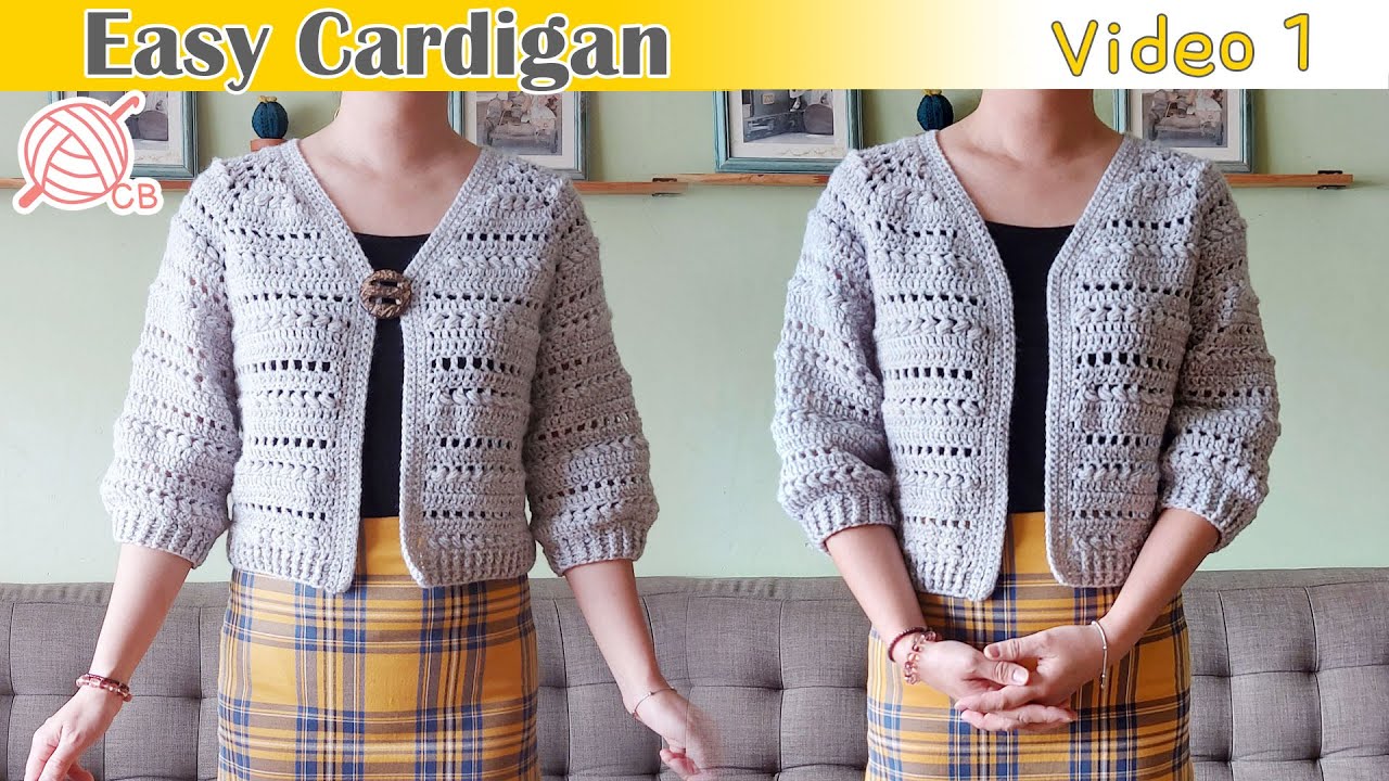 [ENG Sub] First Crochet Cardigan Easy V-neck Jacket Part 1 - Chaqueta Sweater Cárdigan Escote V