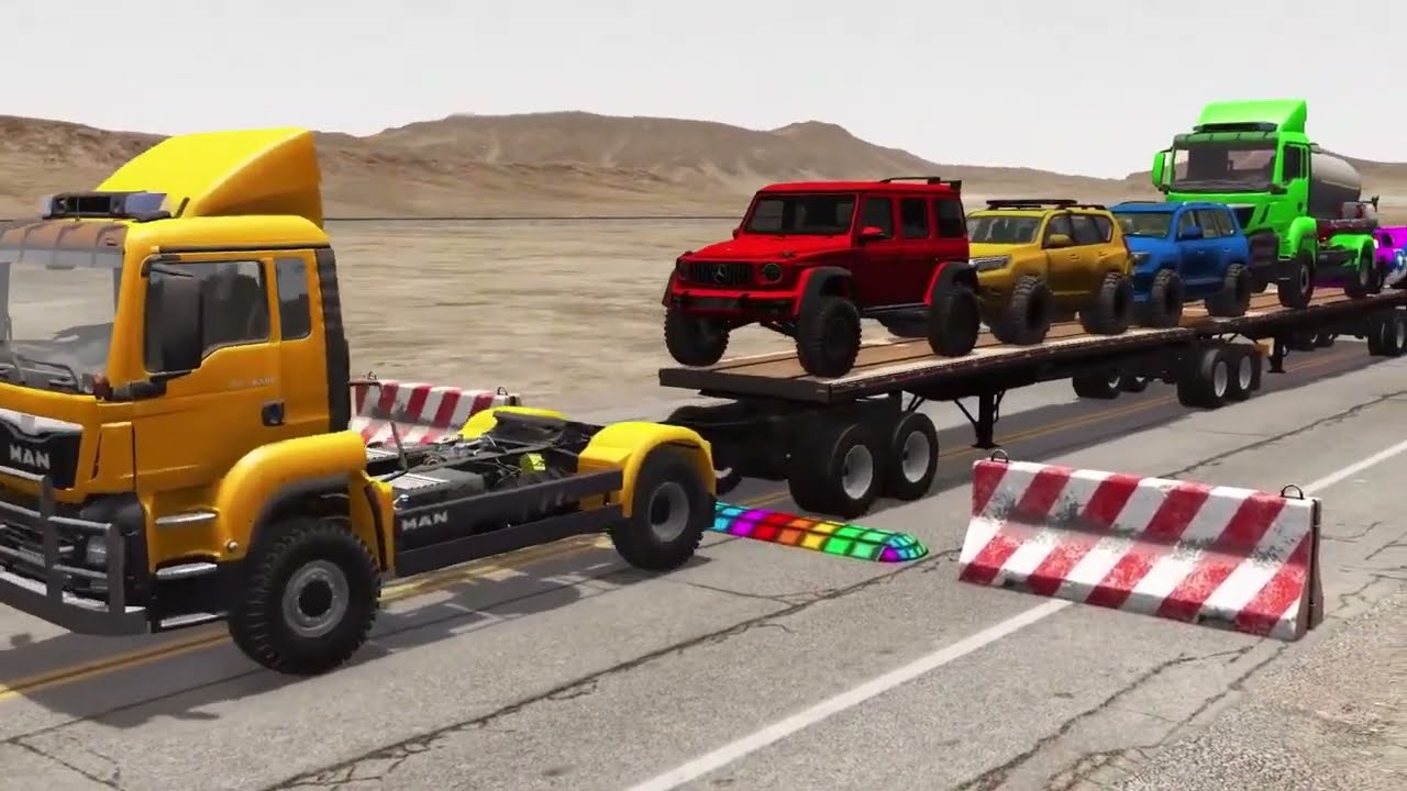 TRANSPORTING PIXAR CARS & FRUITS WITH COLORED & JOHN DEERE vs CLAAS vs TRACTORS - BeamNG.drive #962