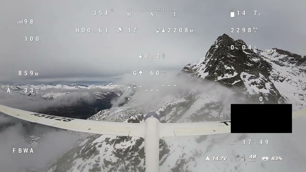 FPV flight with Volantex ASW28 glider on Mount Splügen Switzerland
