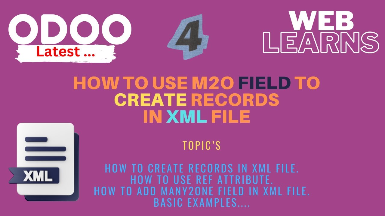 How to add many2one field to create records using XML file in Odoo | Odoo Tutorial