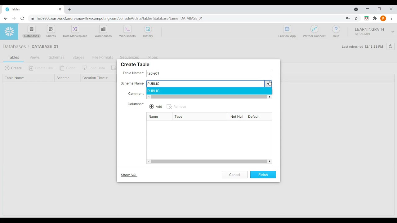 Snowflake Web Interface Tutorial | Create snowflake database and tables | Snowflake Tutorial | Cloud