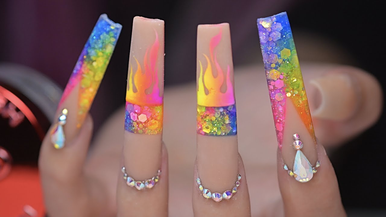 ACRYLIC COLOR BLOCKING I FLAMES NAILS I NOTPOLISH DESIGNS