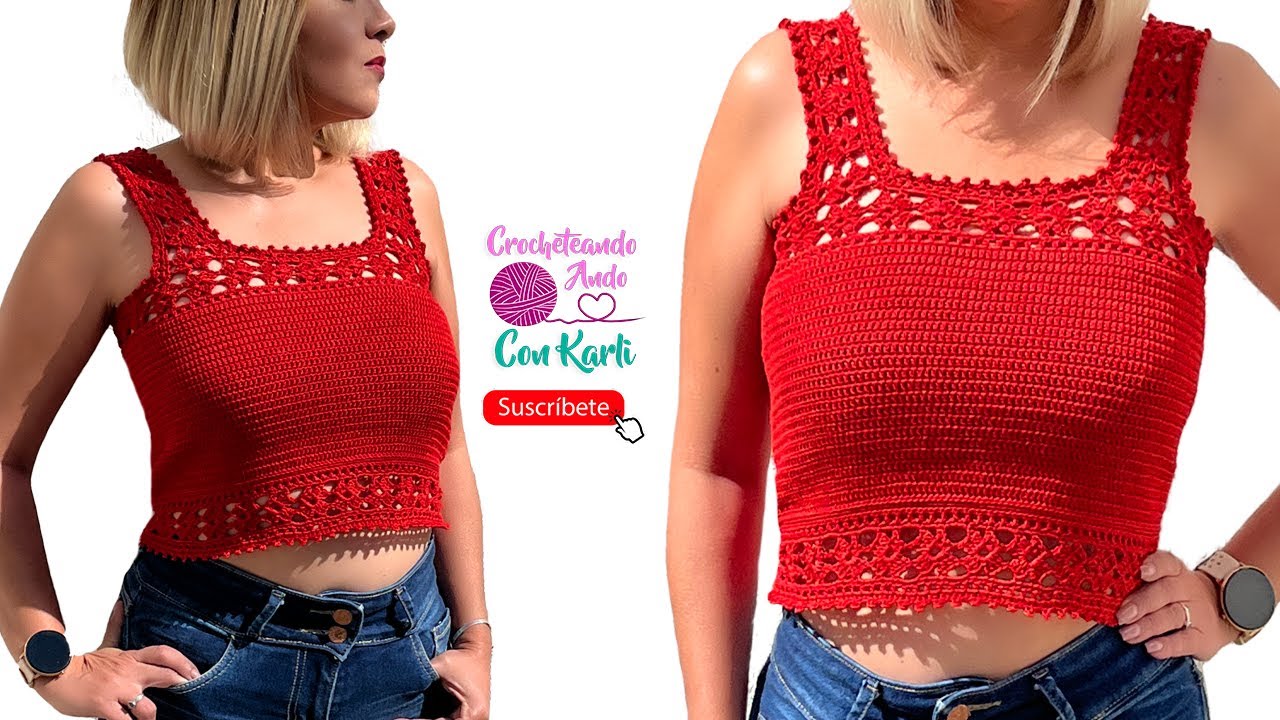 Blusa tejida a crochet 🌼 Modelo “Carmín