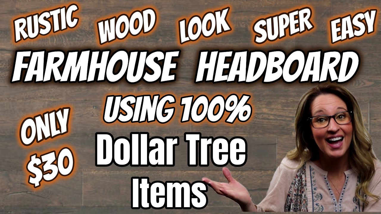 DIY FARMHOUSE HEADBOARD using 100% DOLLAR TREE Items | Queen Size Bed ONLY $30 | RUSTIC WOOD LOOK
