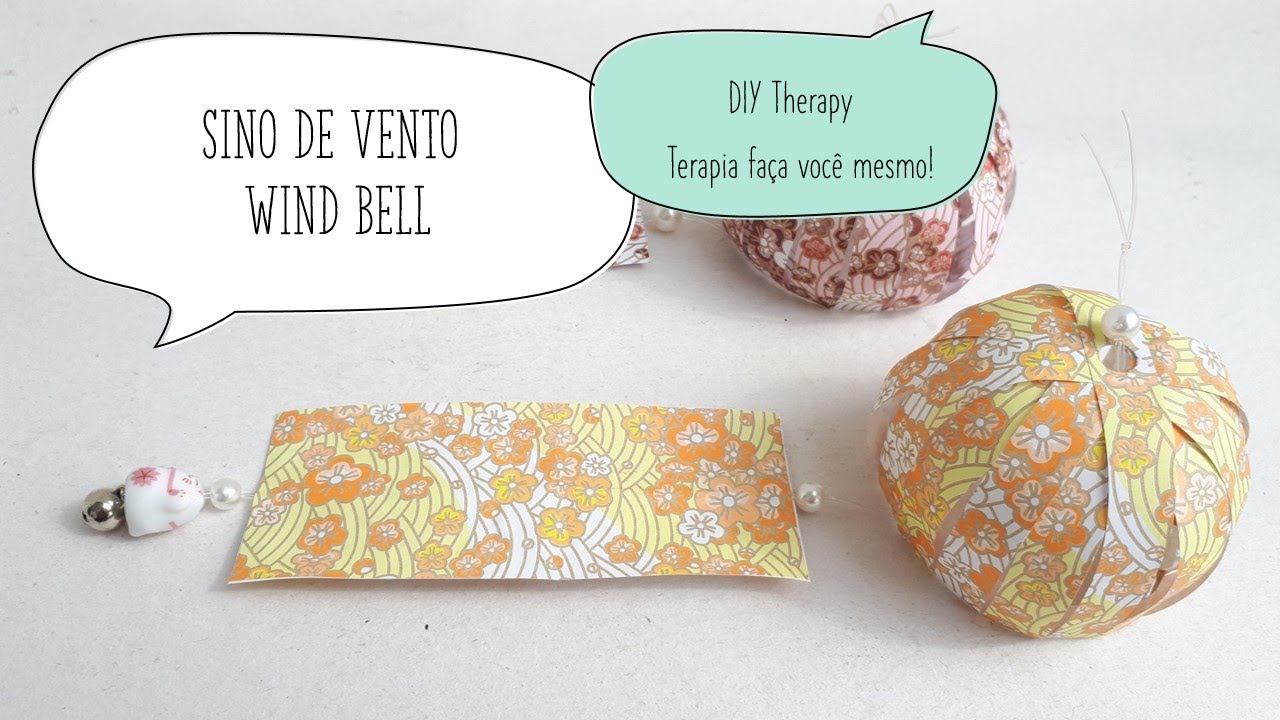 Como fazer sino de vento japonês de papel - How to make a japanese paper wind chime