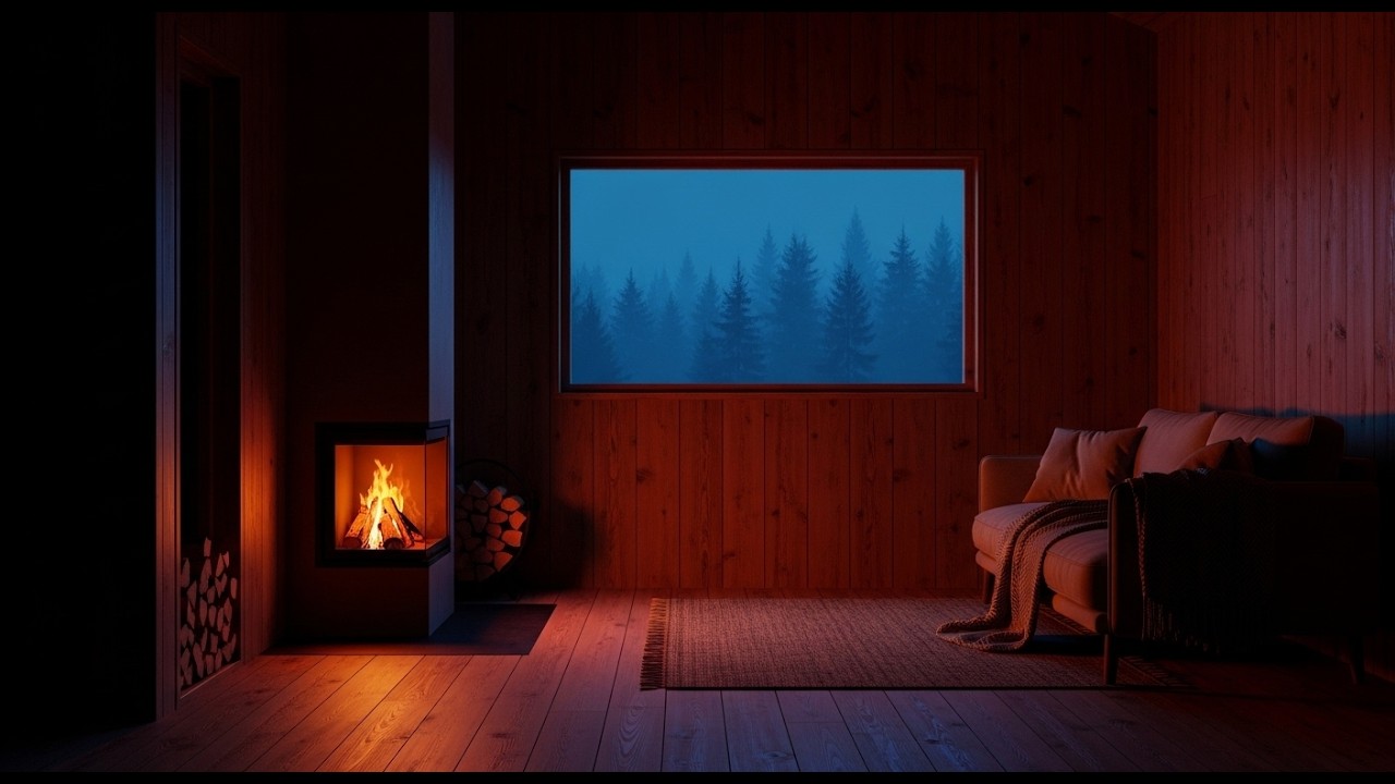 🔥 Cozy Cabin Heavy Rain 24/7 | 🌧️ Rain Sounds & Crackling Fireplace