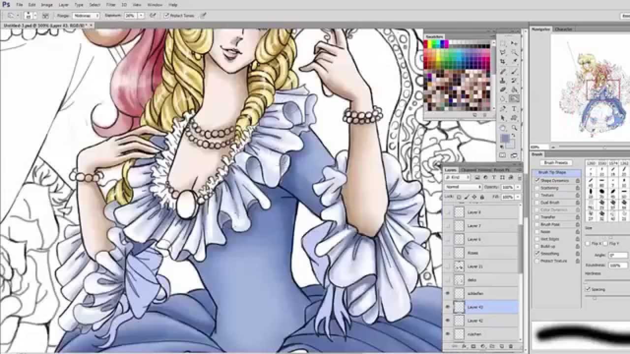 Speed Drawing - Colouring Lady Oscar/Rose of Versailles