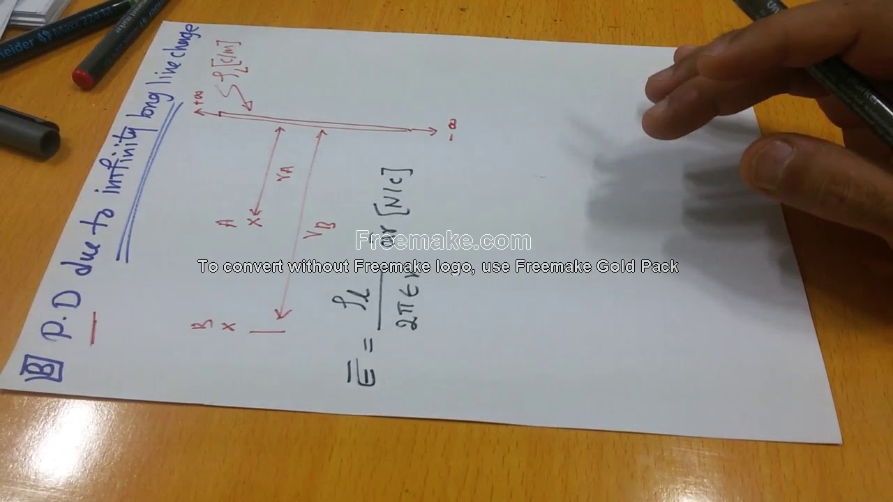 Electrostatic 19: P. D due to infinite line charge فرق الجهد بسبب شحنةخطية لانهائيةمنتظمة