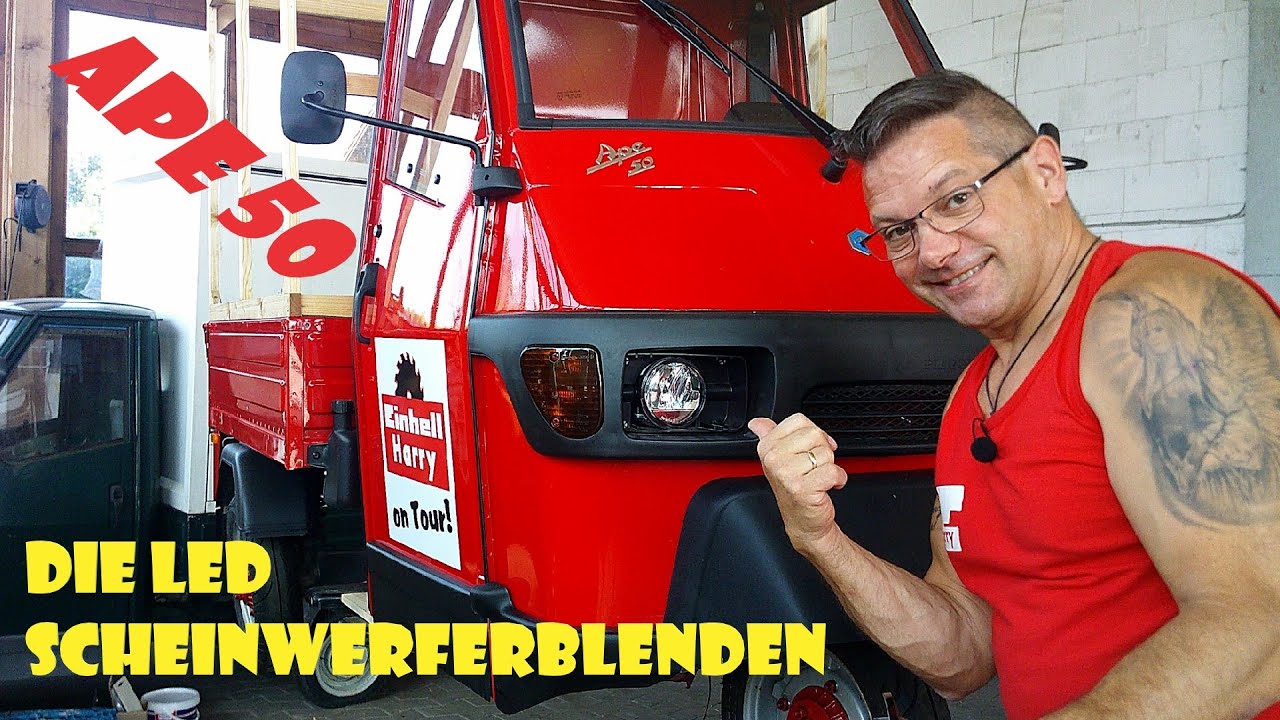 Piaggio Ape 50 / Die LED Scheinwerfer Blenden lackieren . #apeharry #einhellharry